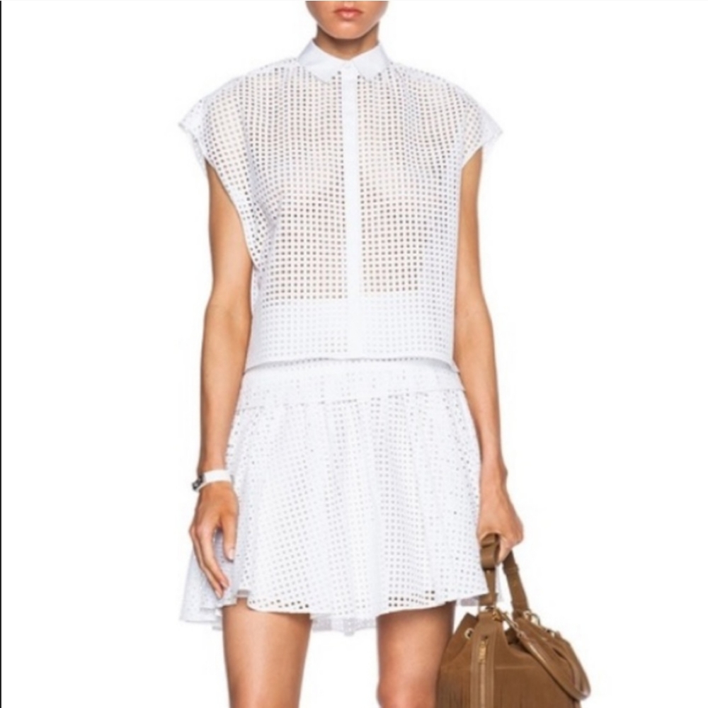 Rag & bone white eyelet embroidered a-line mini skirt 4 $225